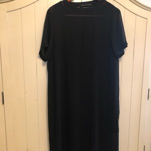 Sara dress, black, sheer dress with slip attached, slid on each side